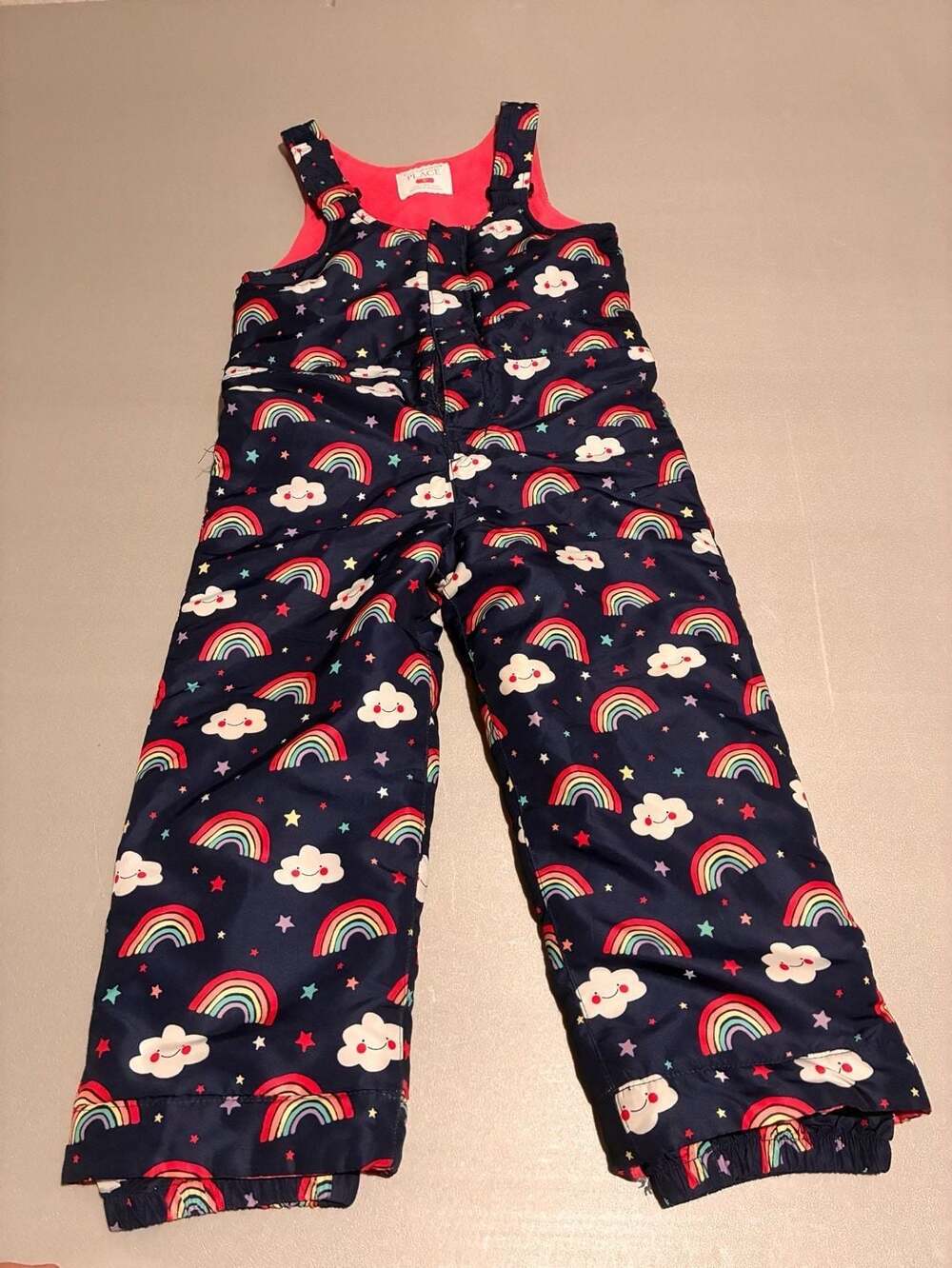 Pink snow suit rainbows and clouds new